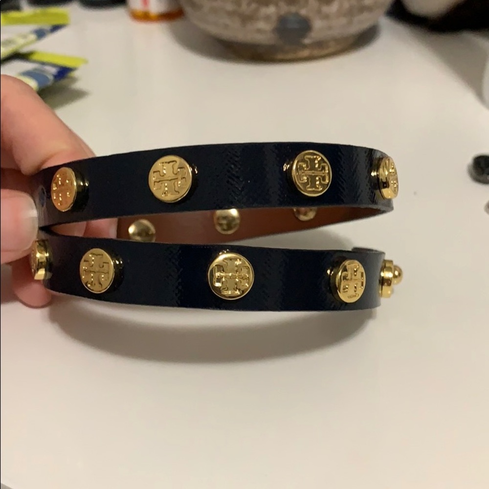 Tory Burch Navy and gold Leather Bracelet
